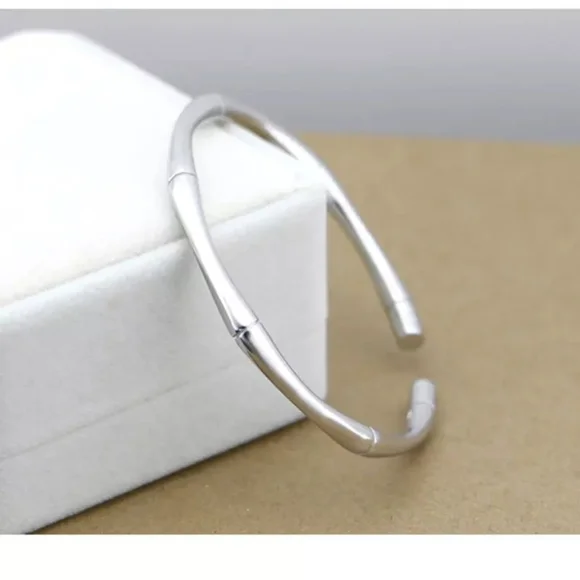 MEN | NEW Small Solid Bamboo S925 Adjustable Cuff Bracelet - Picture 8 of 16
